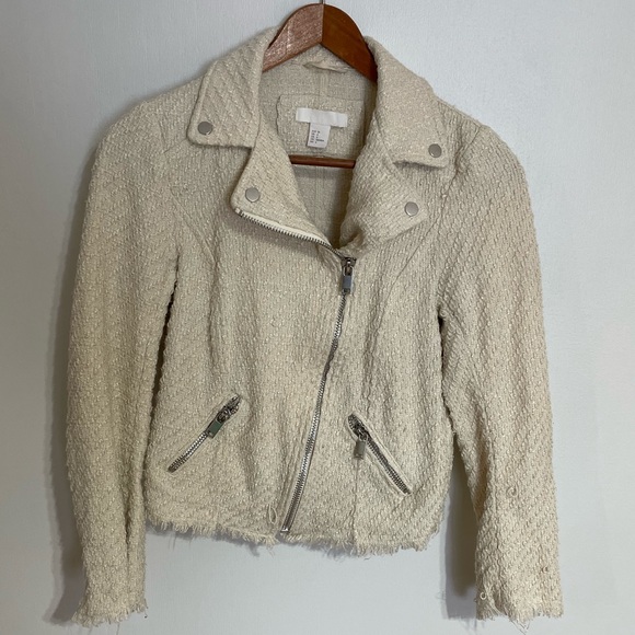 H&M Textured Biker Jacket Size 4 - Picture 3 of 11